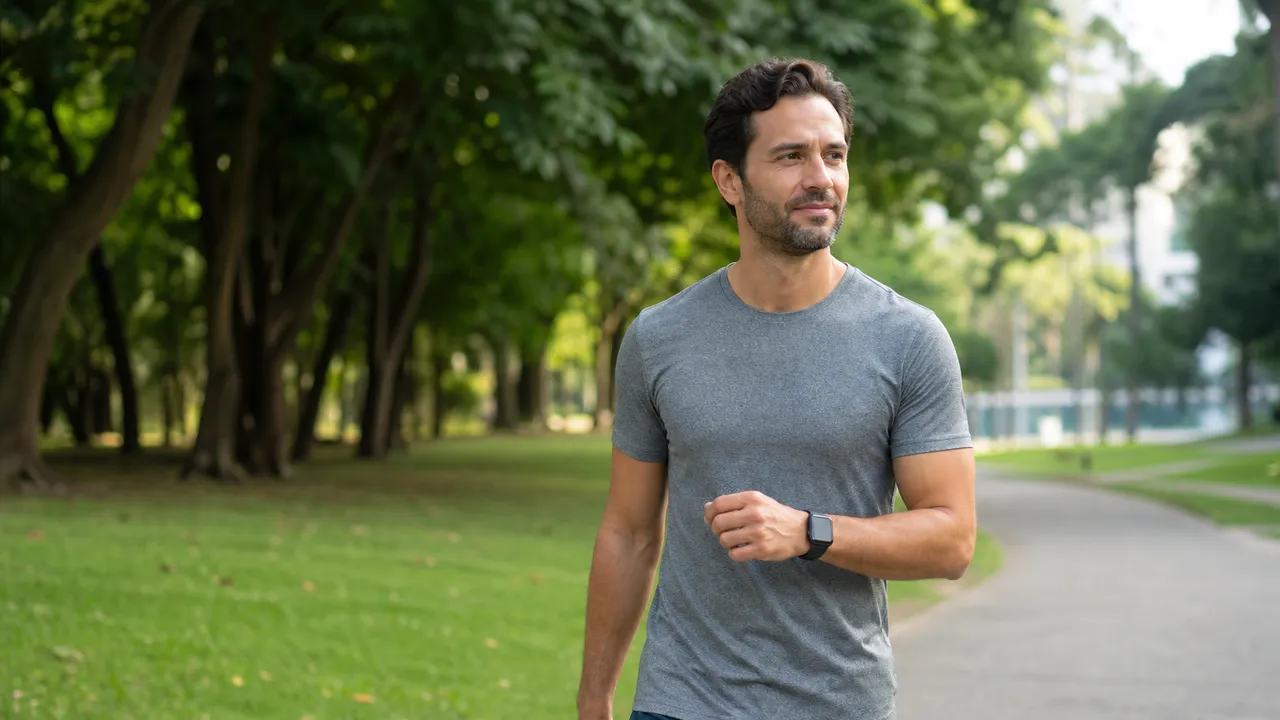 Combien de km marcher par jour : marcheur avec montre connectée