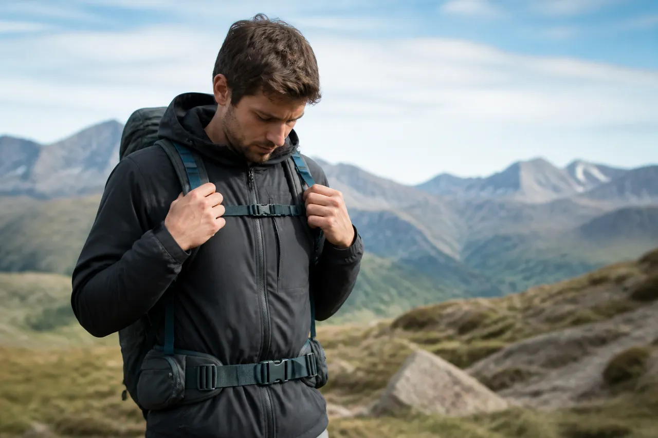 Réglage d'un sac de randonnée chargé pour un trek