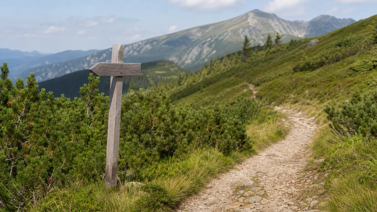 Sentier de randonnée balisé en moyenne montagne