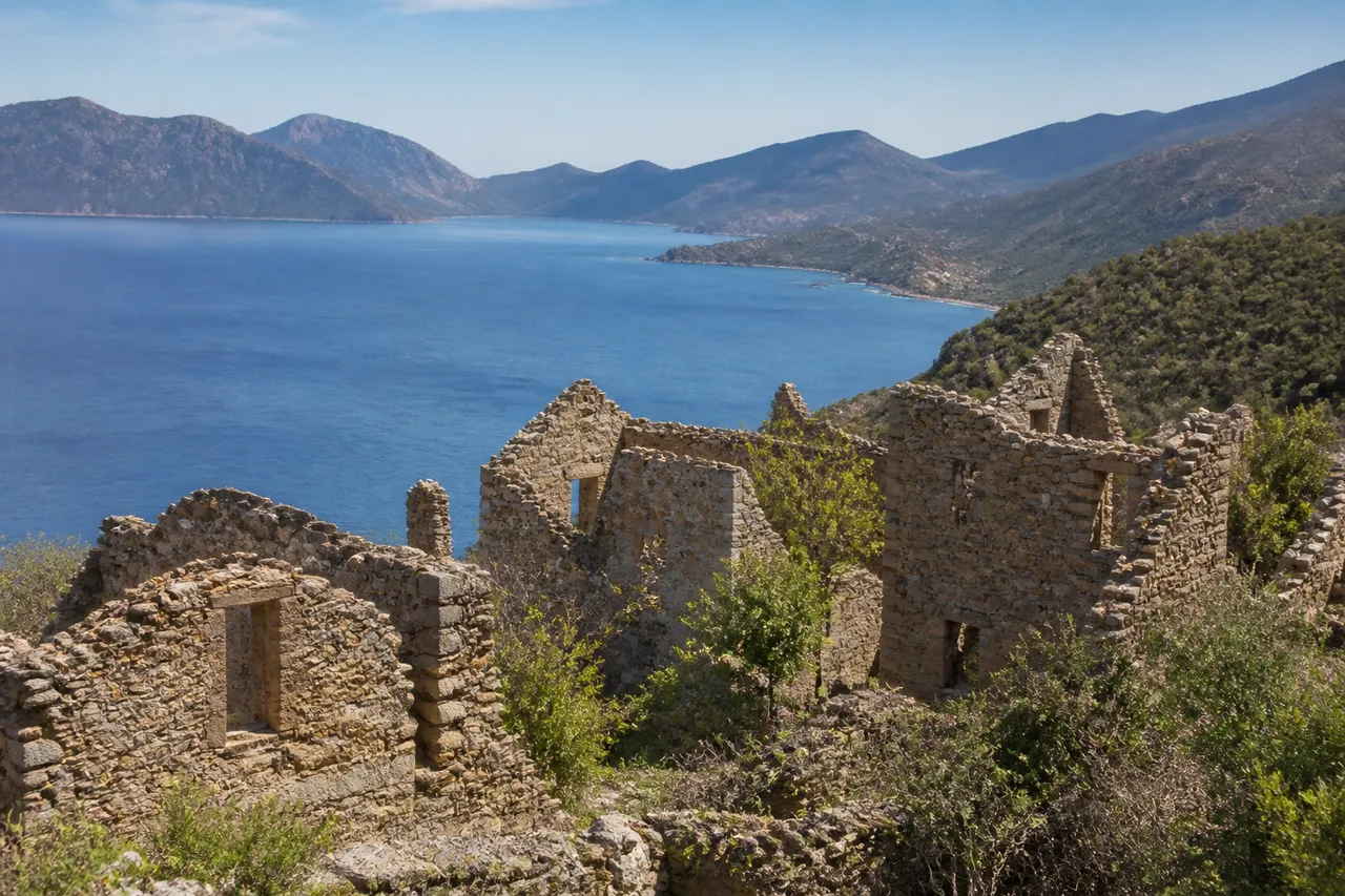 Rando Calvi : ruines du village d'Occi au-dessus de la baie